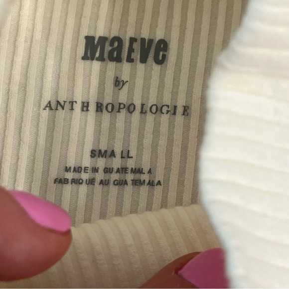 Maeve by Anthropologie ivory ribbed turtleneck long sleeve blouse size medium - Picture 2 of 7